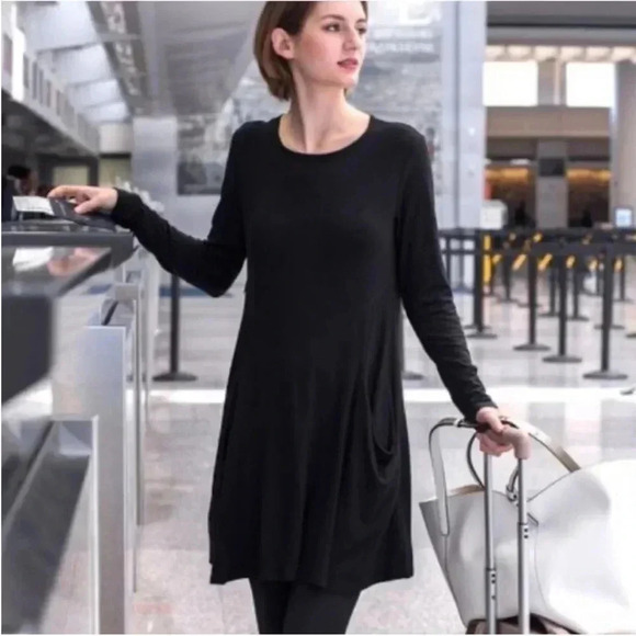 Betabrand Lagenlook Dress Black Travel Jersey Long
Sleeves Dress Large L Slouchy - Picture 10 of 10
